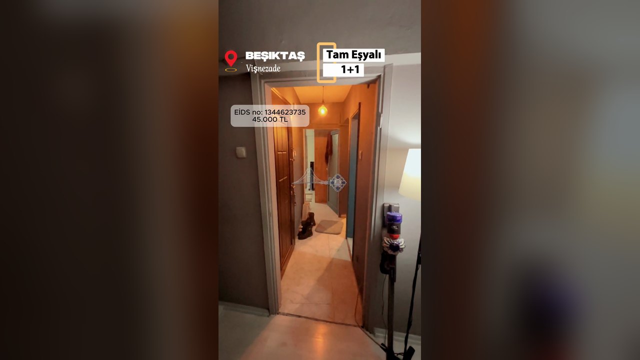 Beşiktaş Vişnezade Şair Nedim yanı tam eşyalı 1+1 kiralık daire - tanıtım videosu